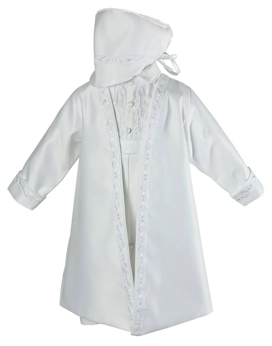 Boys Diamond Embroidered Christening Baptism Robe Outfit