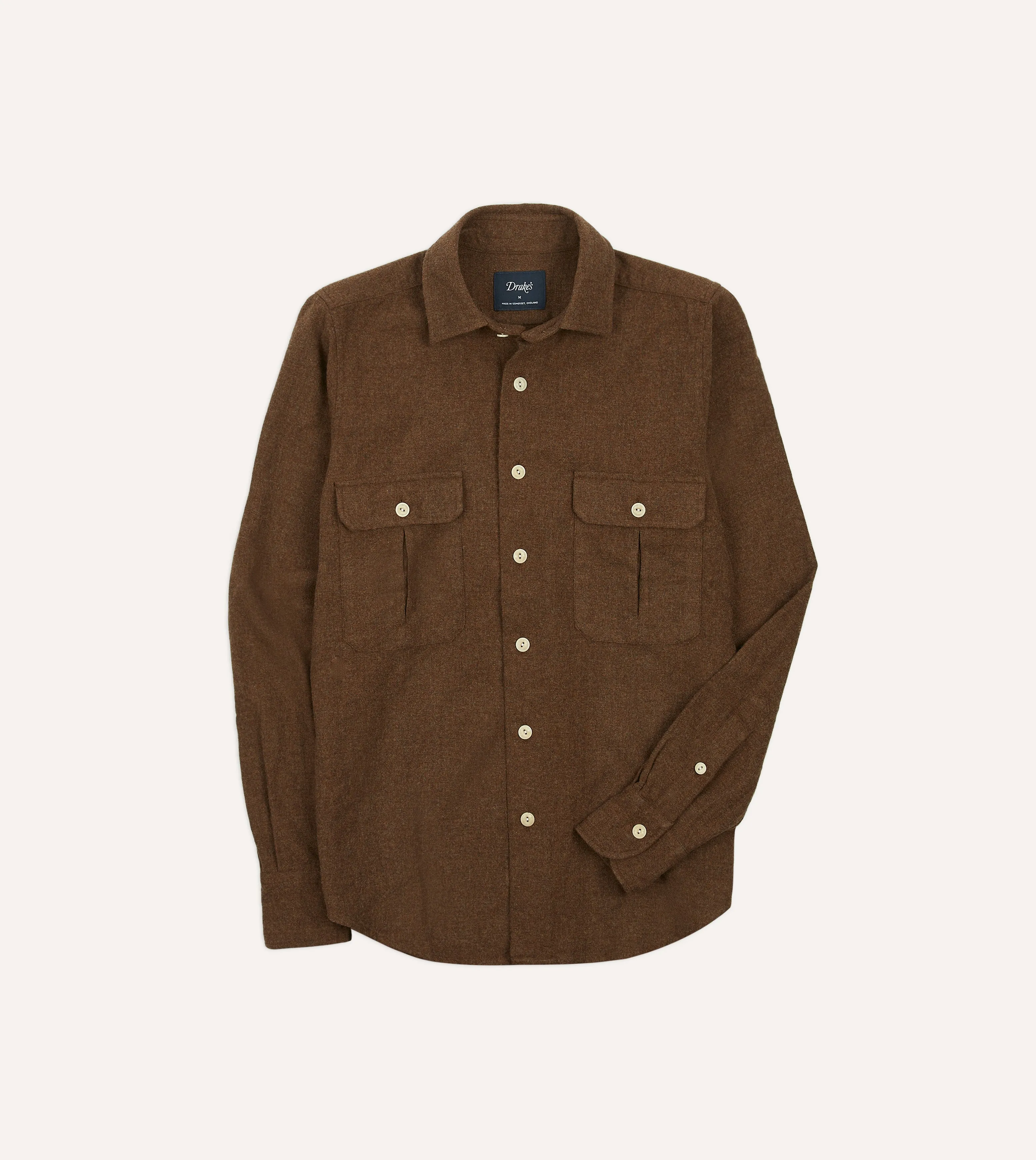 Brown Wool Two-Pocket Work Shirt