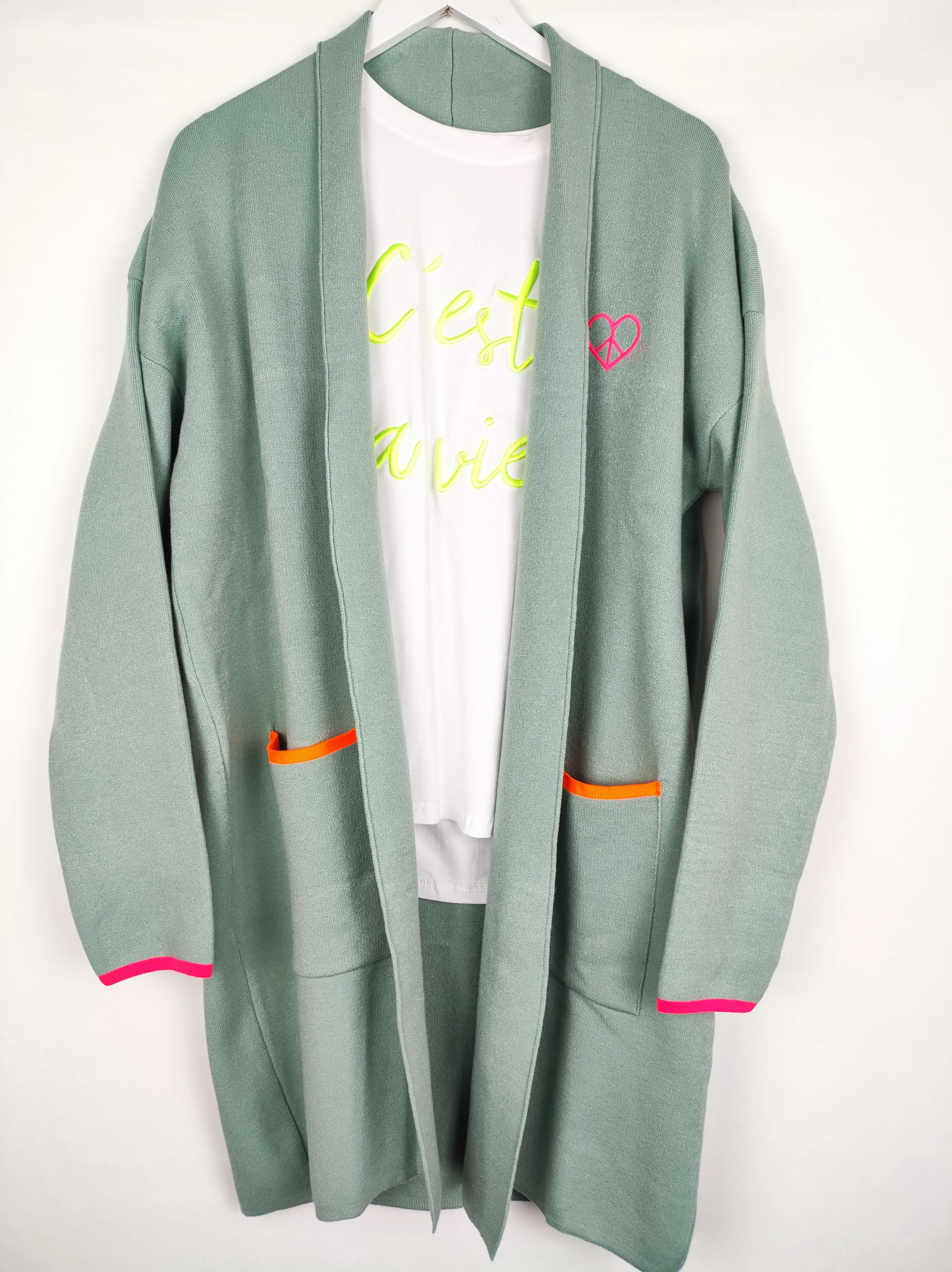 CARDIGAN ZWILLINGSHERZ "JARA" MINT ONE SIZE