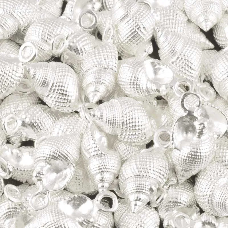 Casting Charms Wholesale-11x23mm Whelk Shell-Silver-Quantity 10