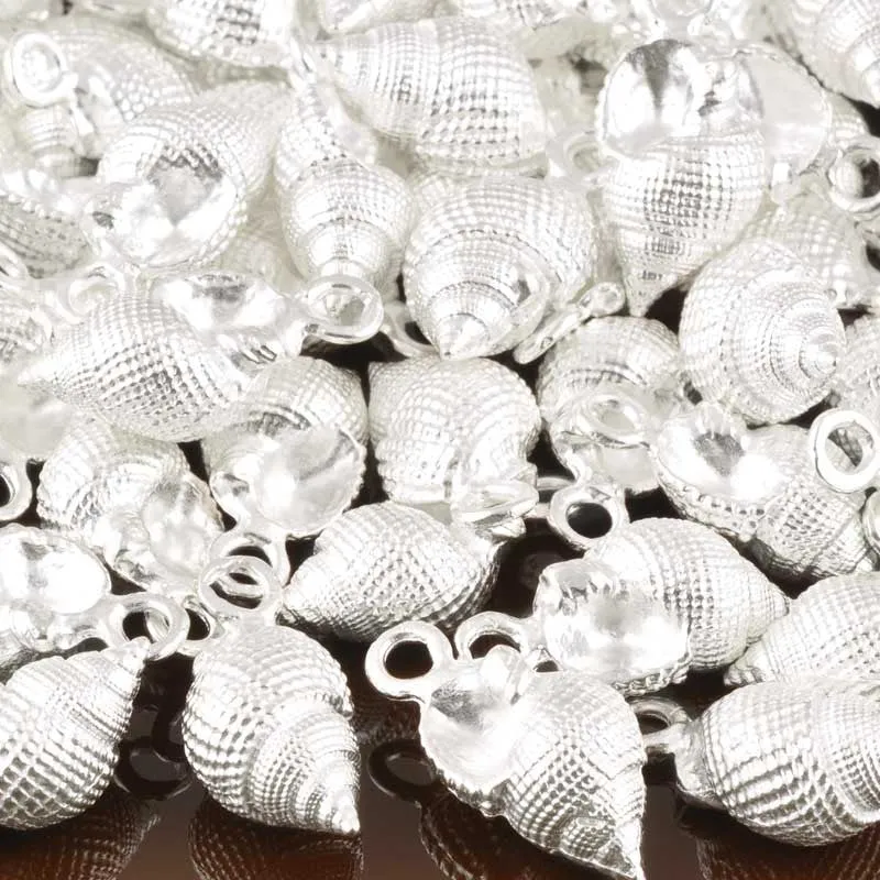 Casting Charms Wholesale-11x23mm Whelk Shell-Silver-Quantity 10