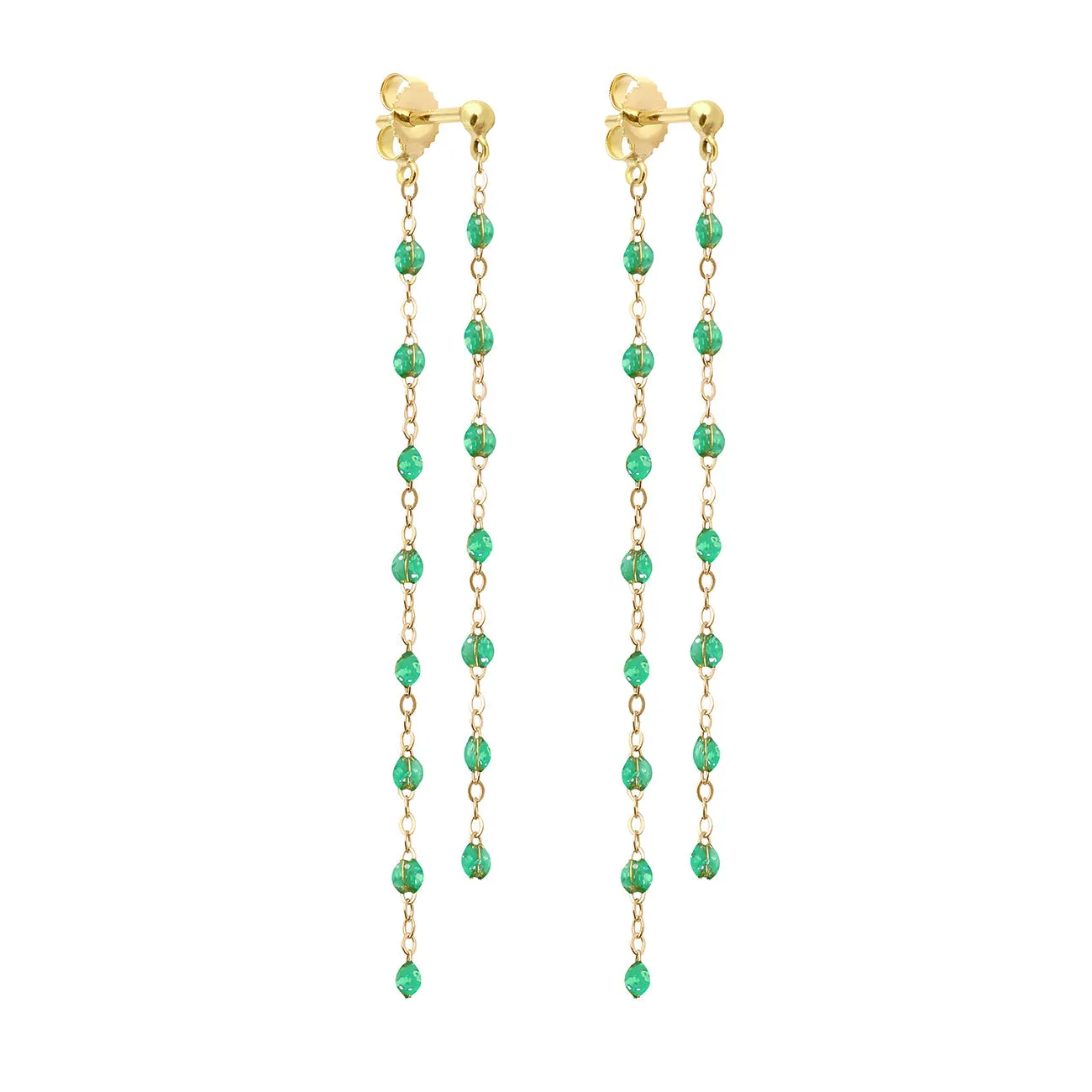 Classic Gigi dangling Mint earrings, Yellow Gold