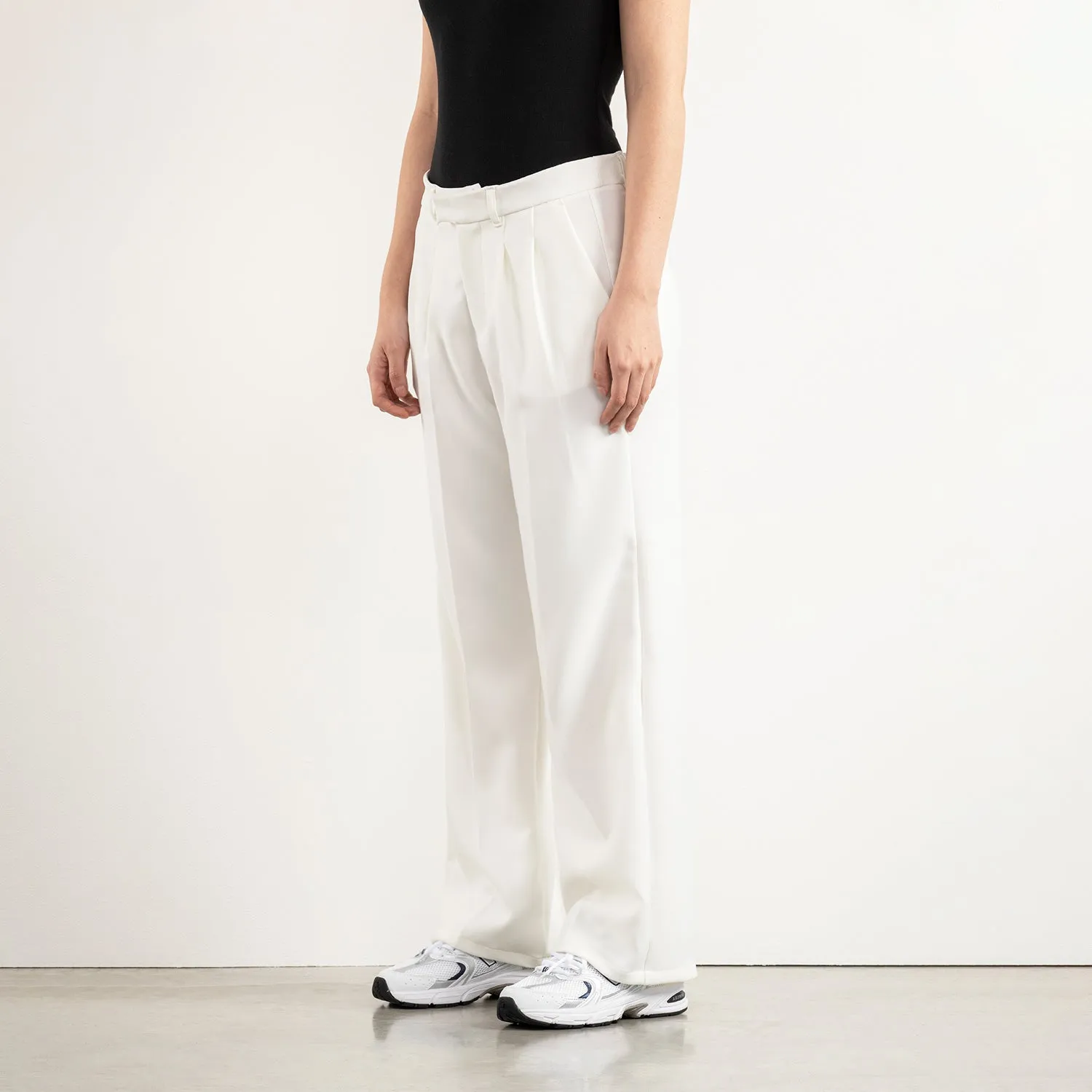 Classic Press-Stud Pants For Women - Ivory