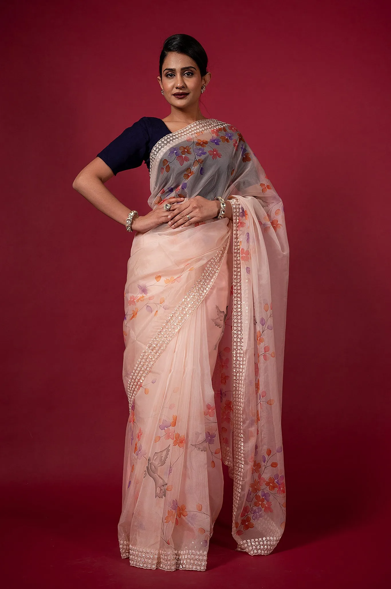 Cocktail Peach Petal Saree