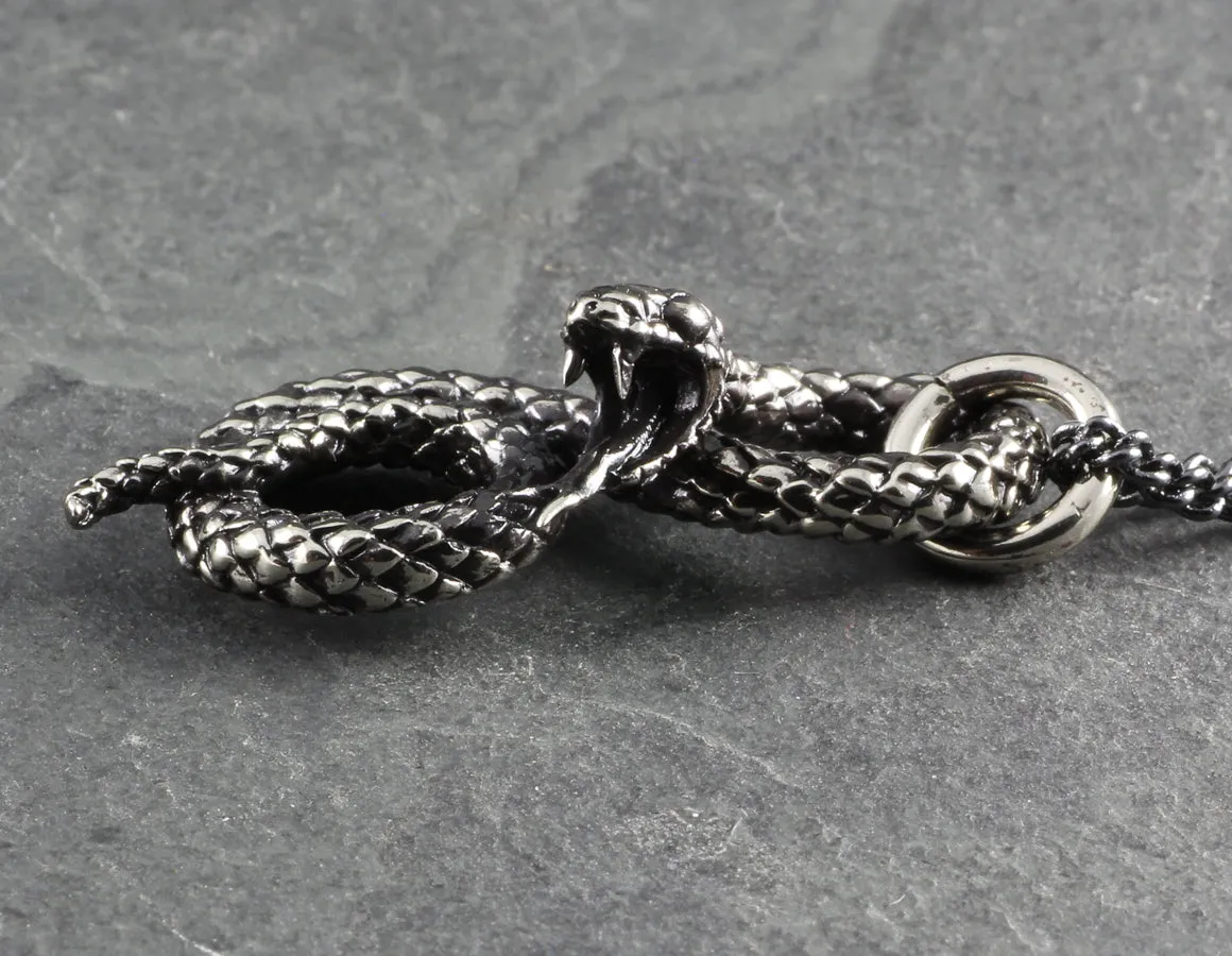 Coiled Snake Necklace - Silver