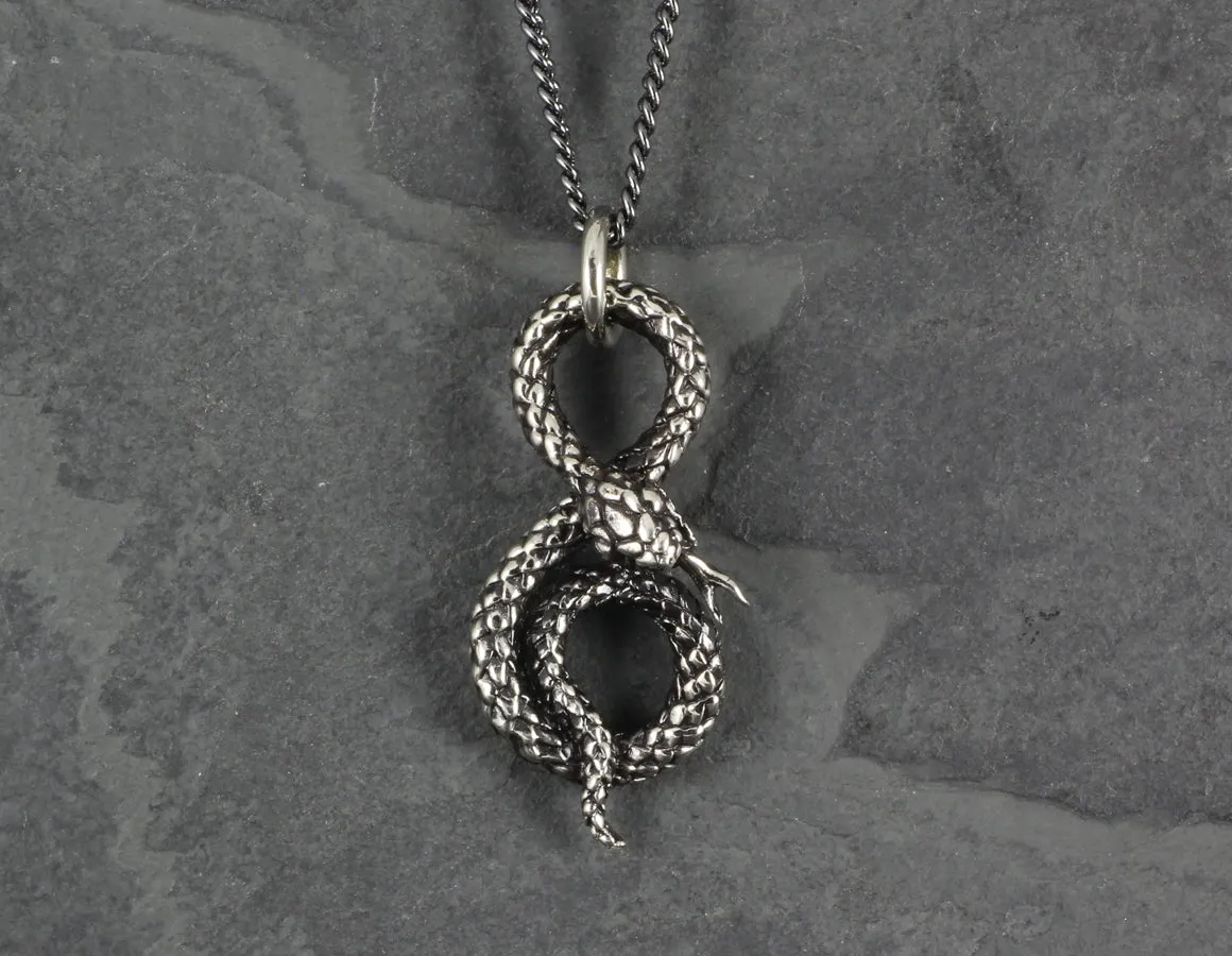 Coiled Snake Necklace - Silver