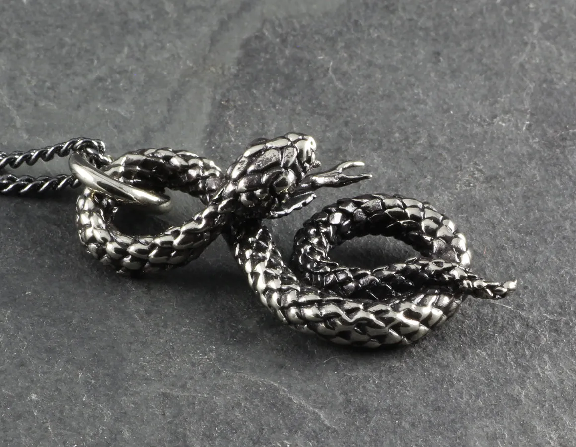 Coiled Snake Necklace - Silver