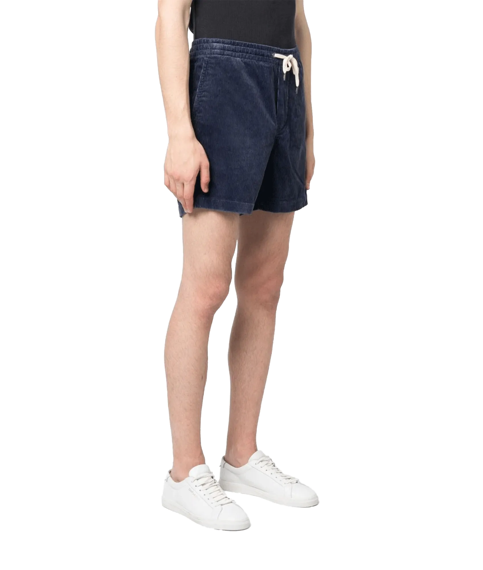 Corduroy Drawstring-fastening Shorts - Navy