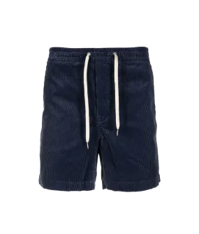 Corduroy Drawstring-fastening Shorts - Navy