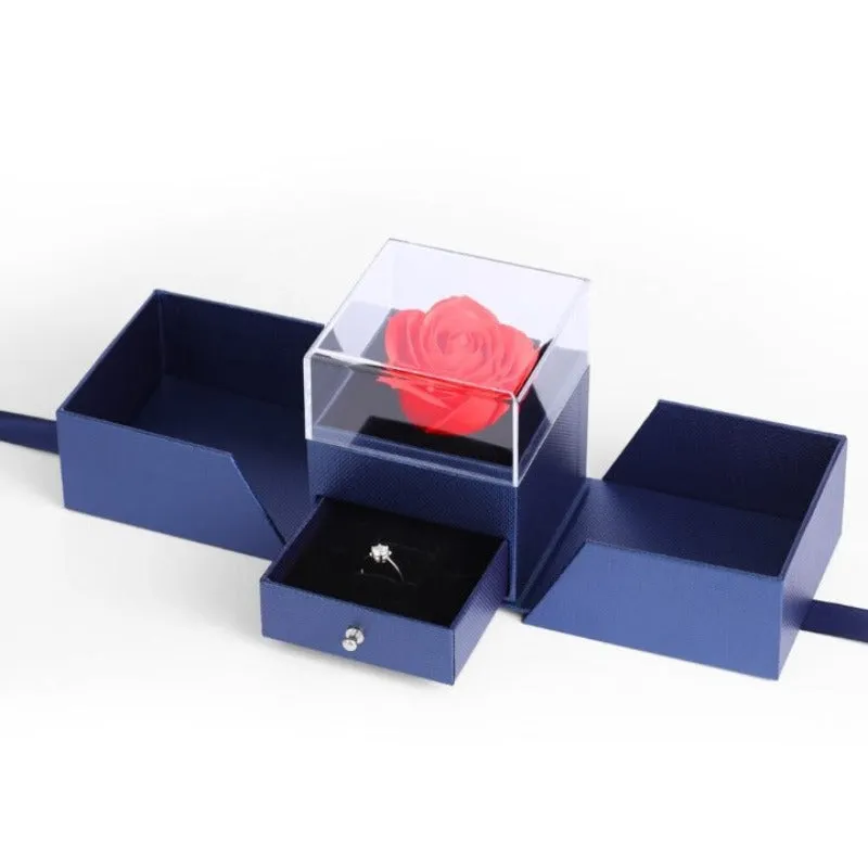 Creative Rose Flower Blue Gift Box