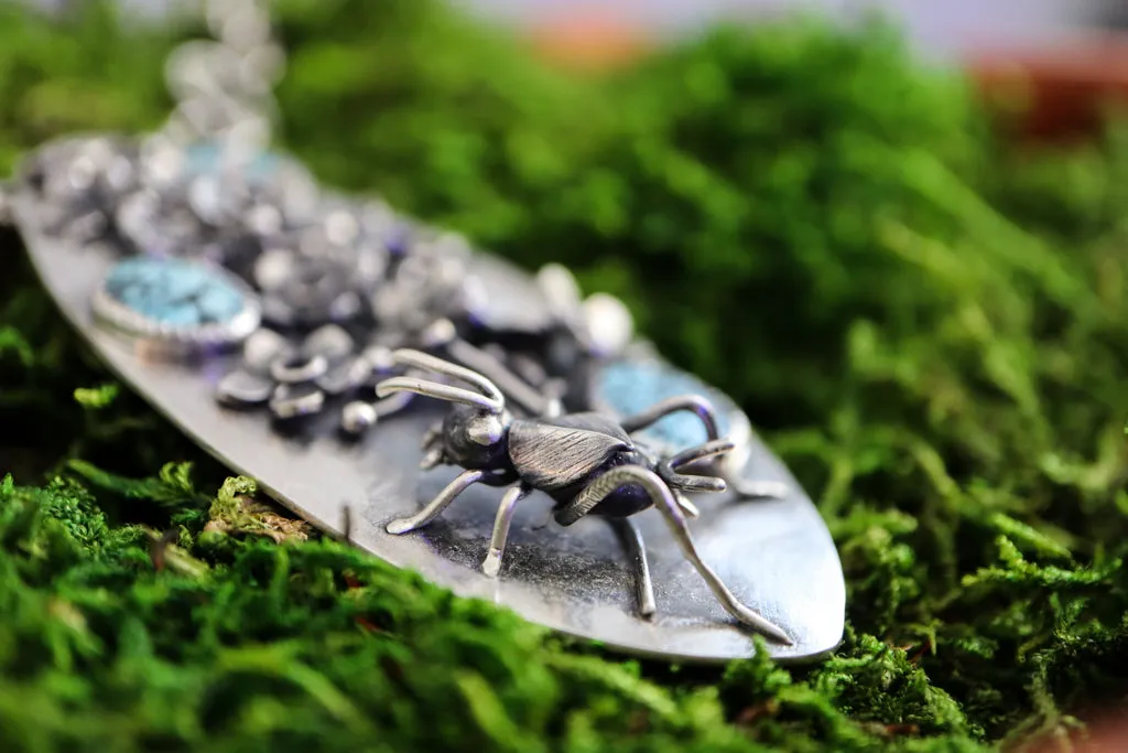 Cricket Amongst the Forget-Me-Nots Necklace