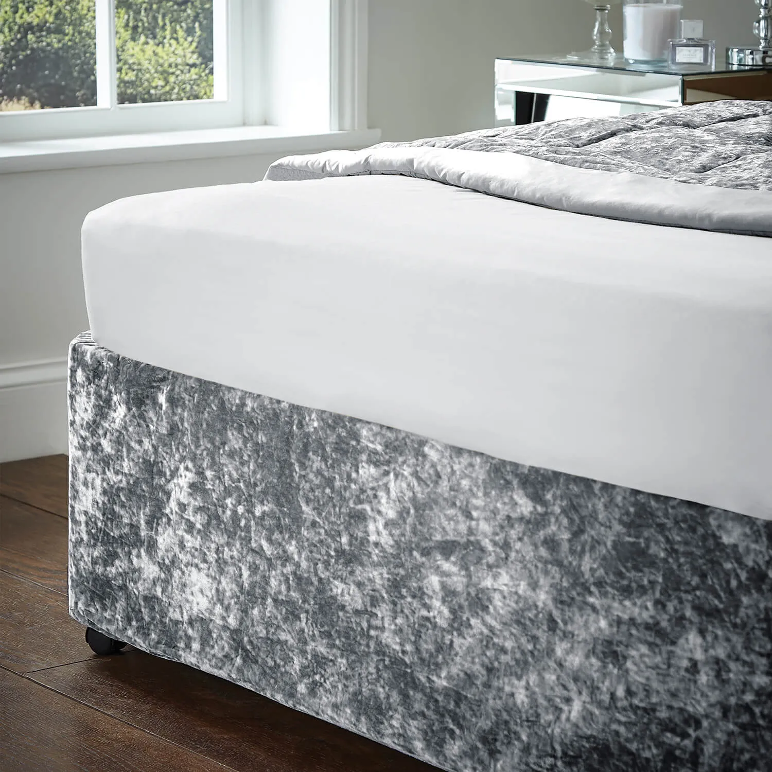 Crushed Velvet Divan Base Wrap - Silver