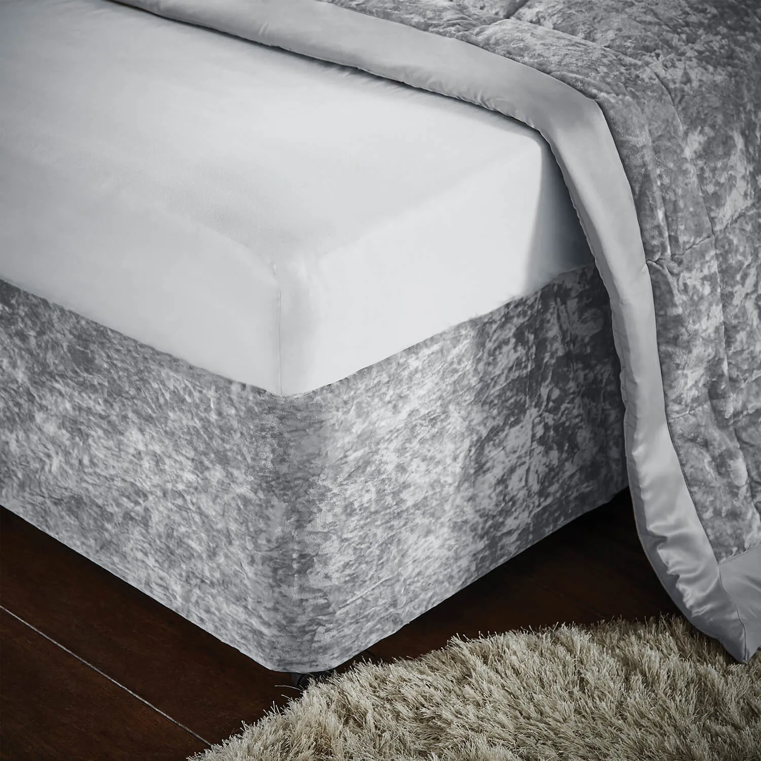 Crushed Velvet Divan Base Wrap - Silver