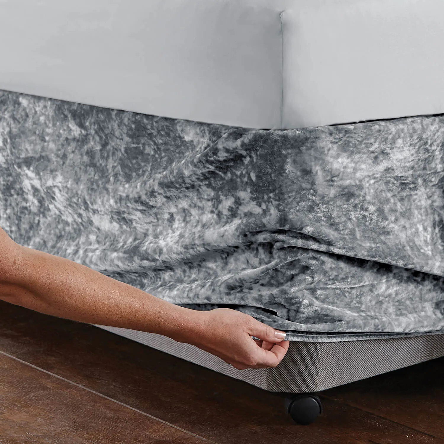 Crushed Velvet Divan Base Wrap - Silver