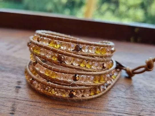 Crystals copper mix wrap bracelet