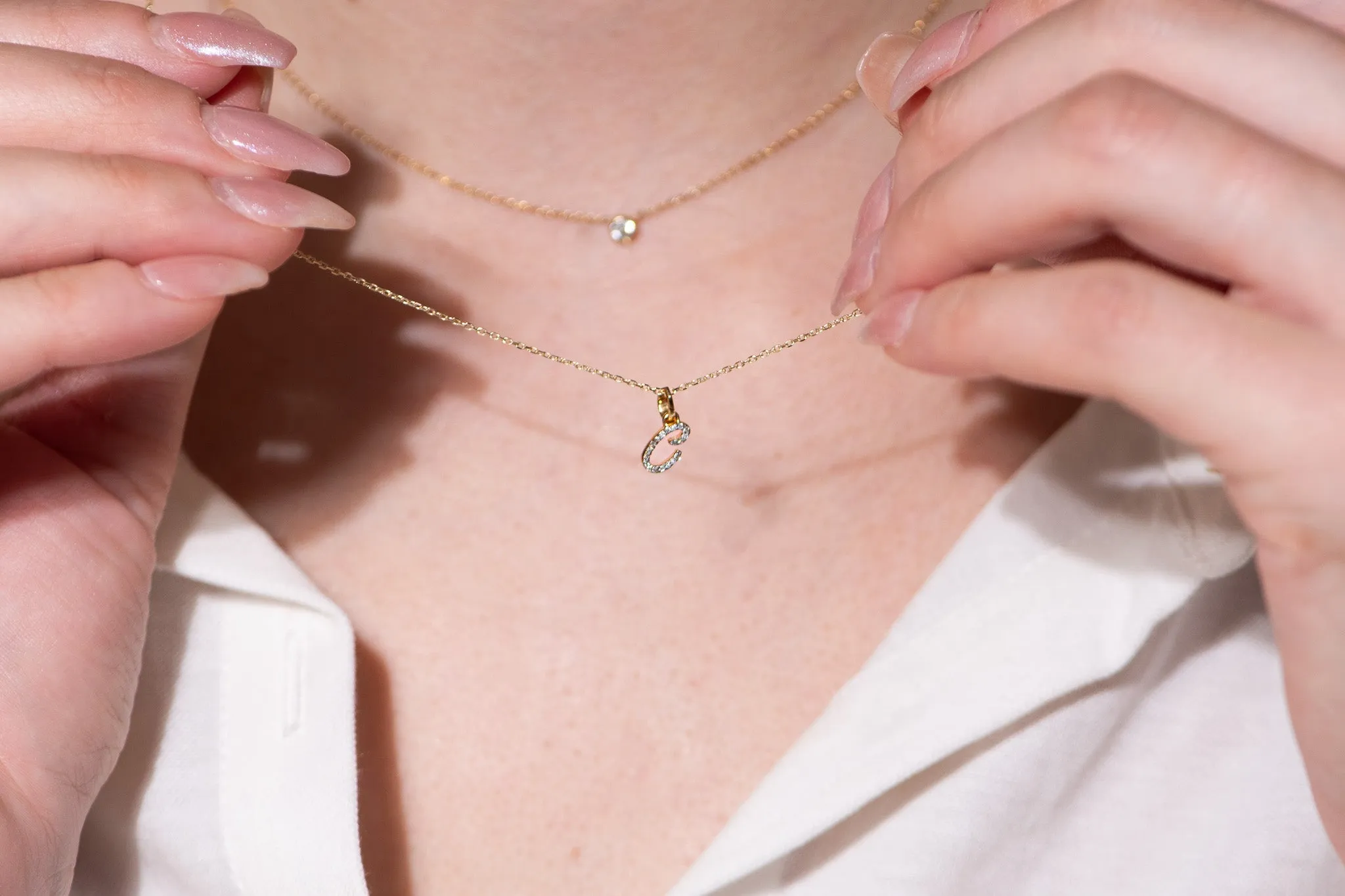 Cursive Diamond Initial Necklace