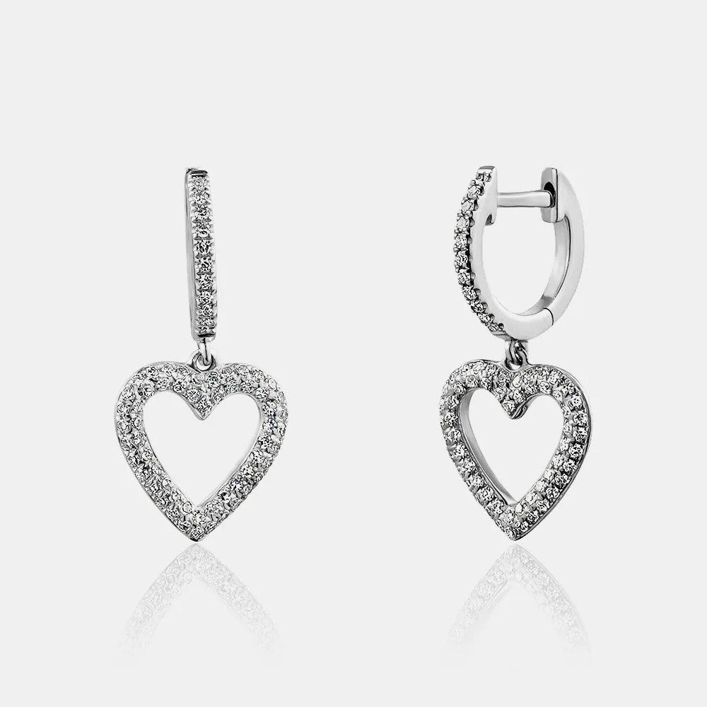 Dangling Diamond Open Heart Huggies