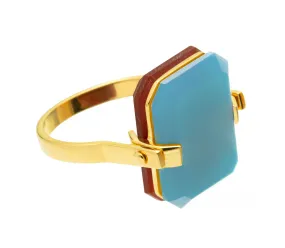 DECO SANDWICH BLUE JADE   CARNELIAN RING