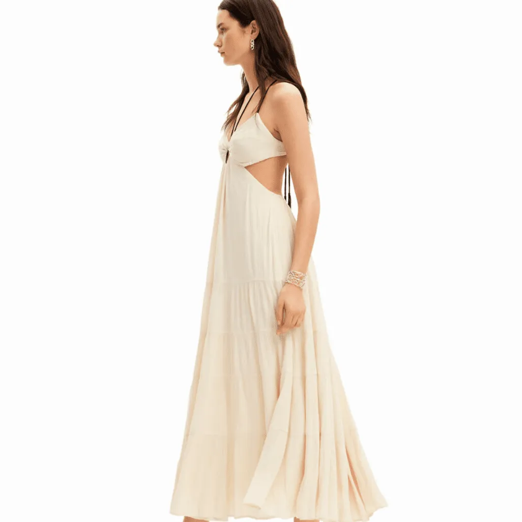 Desigual Strappy Cut-Out Dress in Ivory