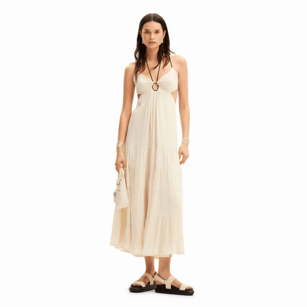 Desigual Strappy Cut-Out Dress in Ivory