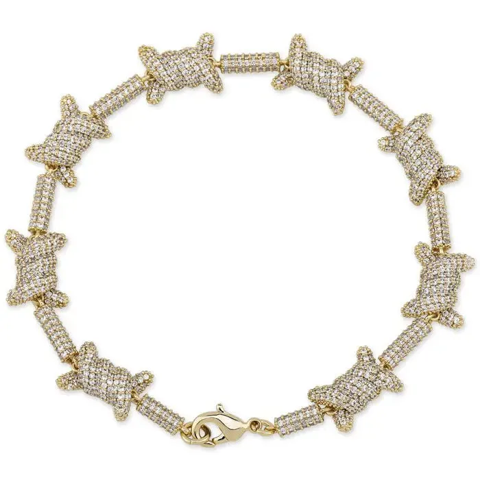 Diamond Barb Wire Bracelet in Yellow Gold