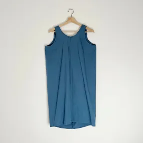 Dotter | Organic Cotton Poplin Ruched Back Dress in Slate Blue