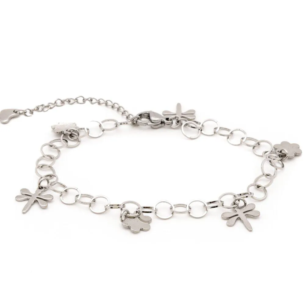 Dragon Fly and Flower Bracelet