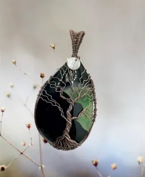 Druzy Geode Agate Tree Pendant