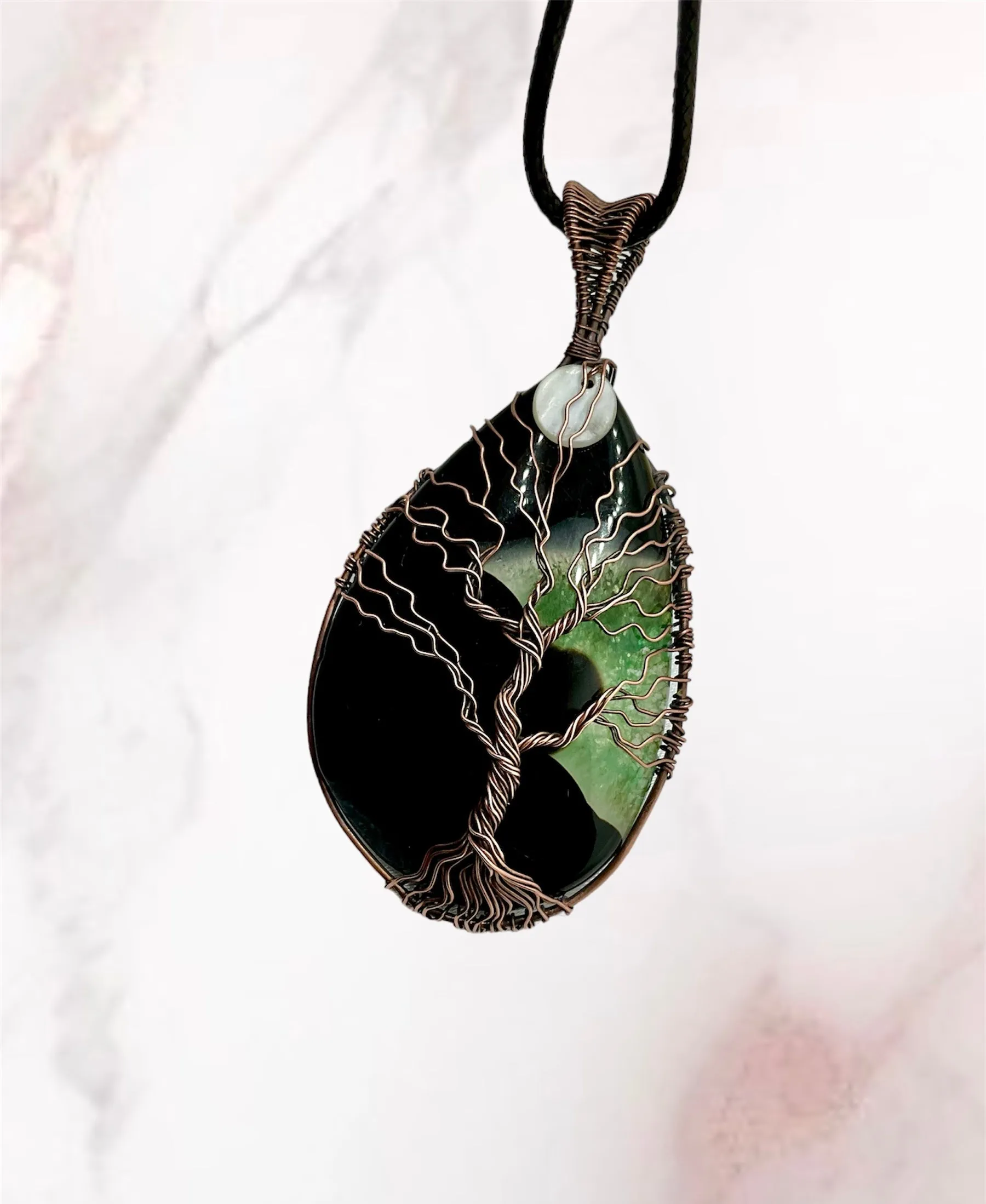 Druzy Geode Agate Tree Pendant