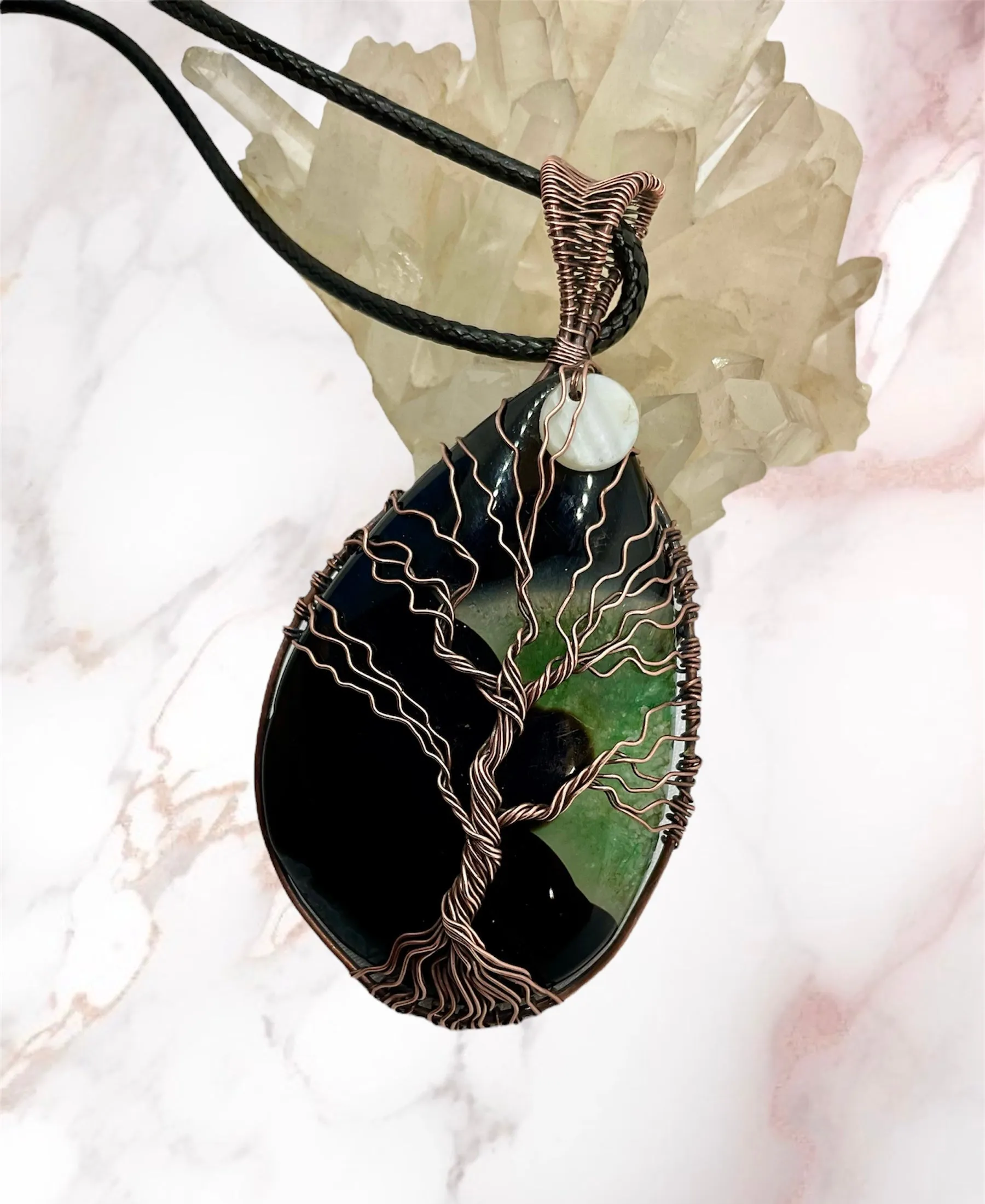 Druzy Geode Agate Tree Pendant