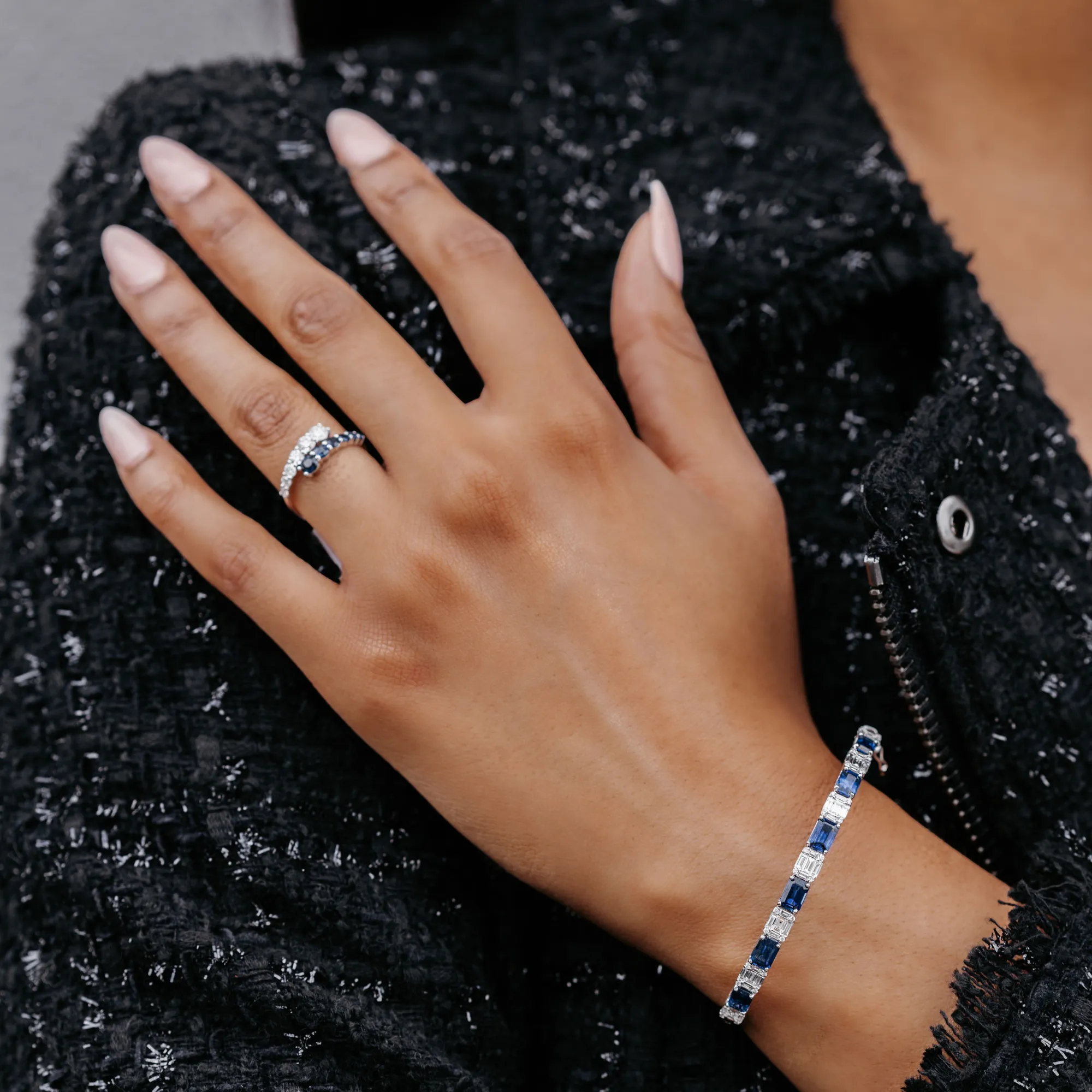 East - West Sapphire & Diamond Bracelet