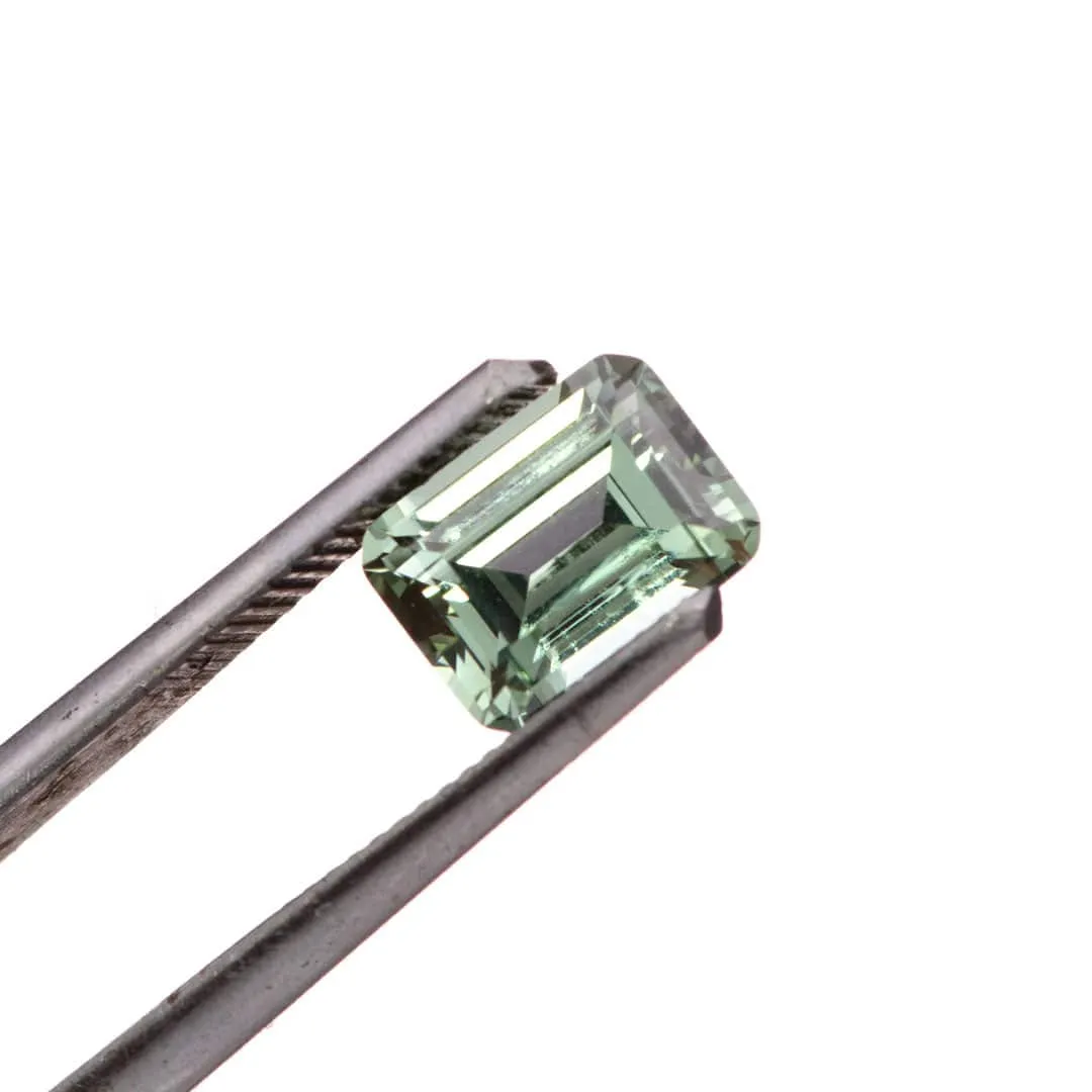 Emerald Cut Lab Created Green Sapphire Gemstone