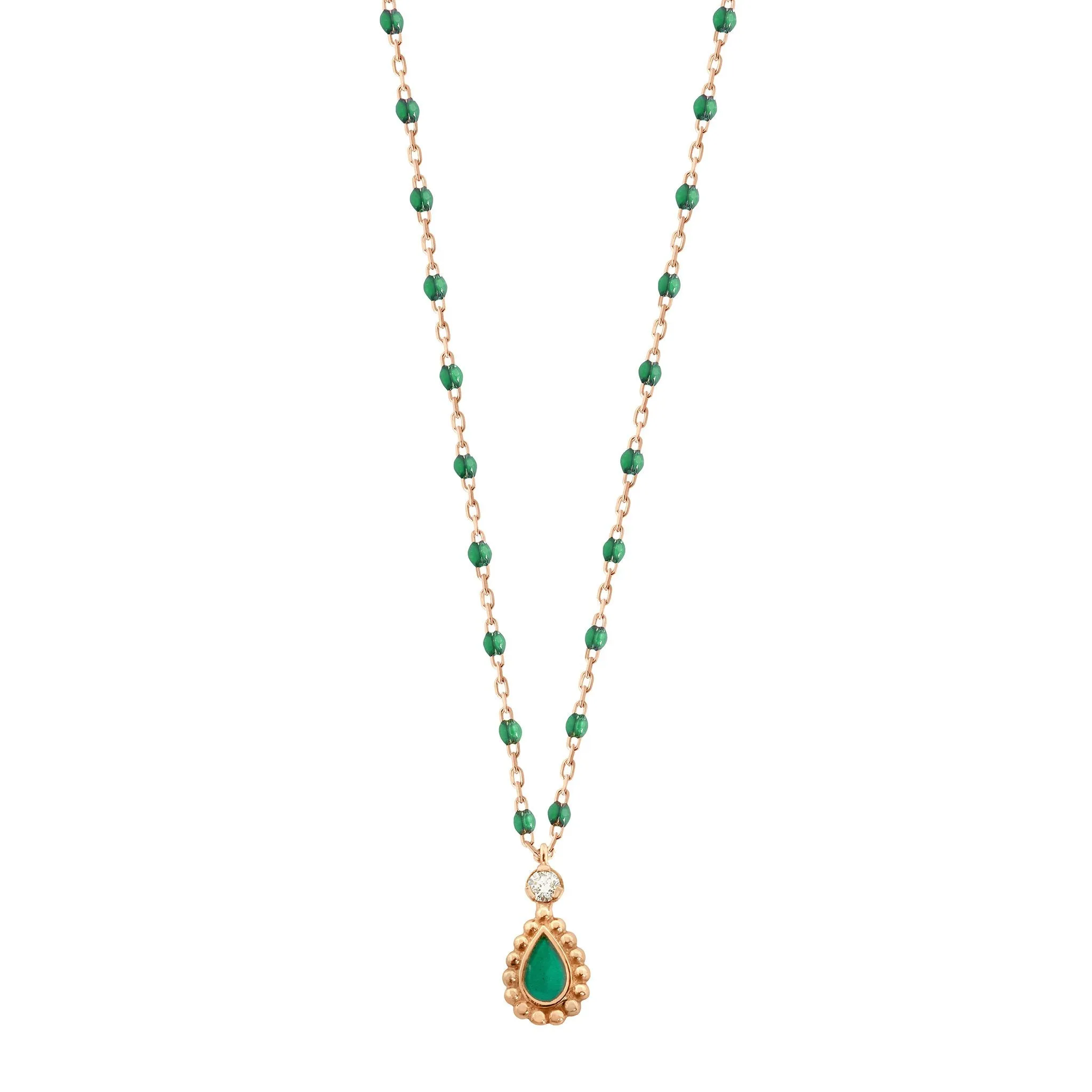 Emerald Mini Lucky Cashmere Necklace, Rose Gold, 16.5"