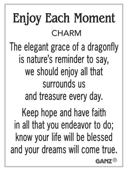 Enjoy Each Moment Dragonfly Charm Pocket Token