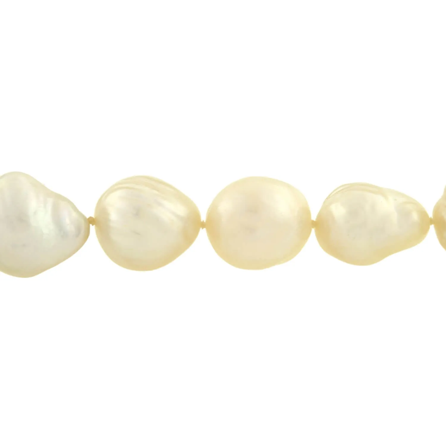 Estate 18kt Baroque Pearl Necklace w/ Diamond Clasp 12mm-17mm