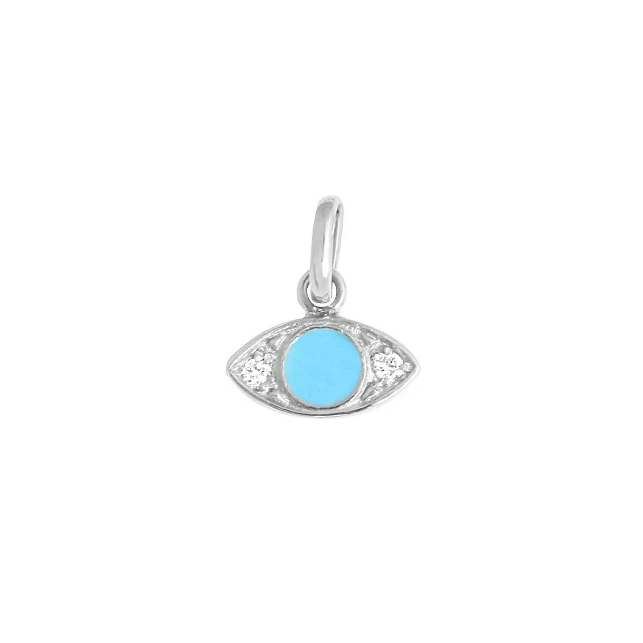 Eye Turquoise Resin diamond pendant, White Gold