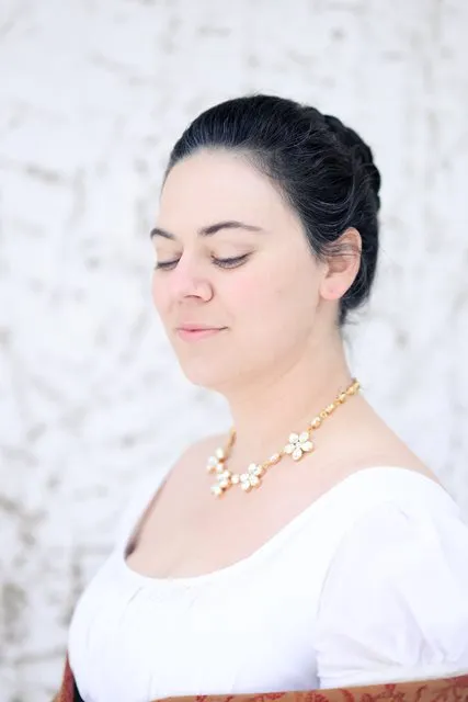 Floral Necklace - Czech Crystal Oval Stones