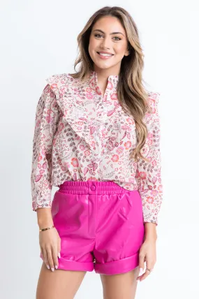 Floral Paris Ruffle Top