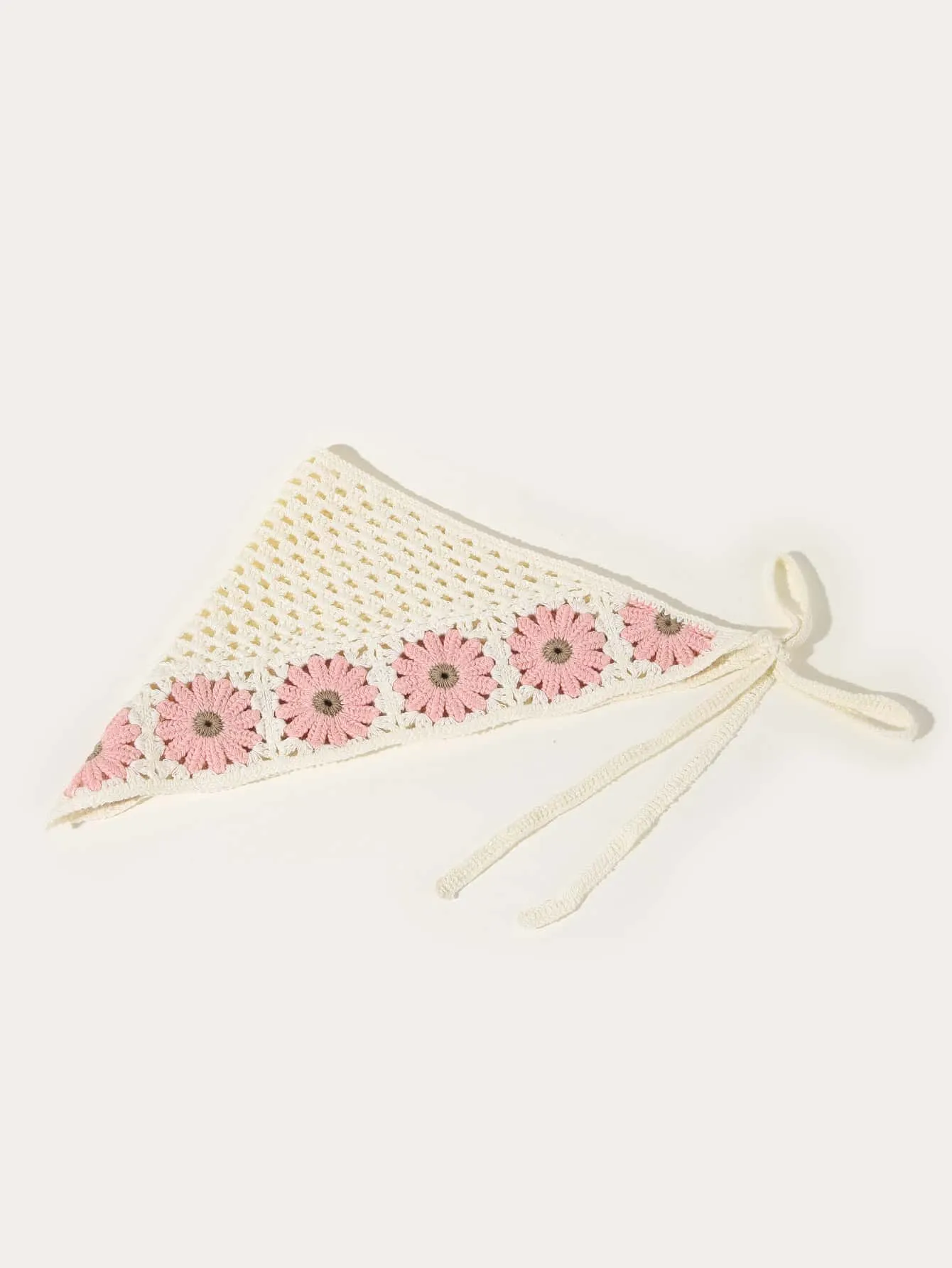 Flower Decor Knit Kerchief