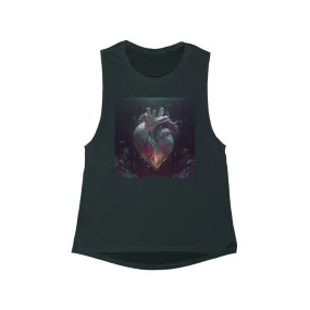 For Her -Flowy Scoop Muscle Tank - AI Art - Mending Heart