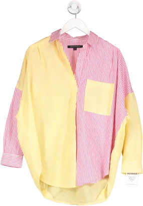 French Connection Mixed Stripe Popover Shirt Yellow And Pink UK S