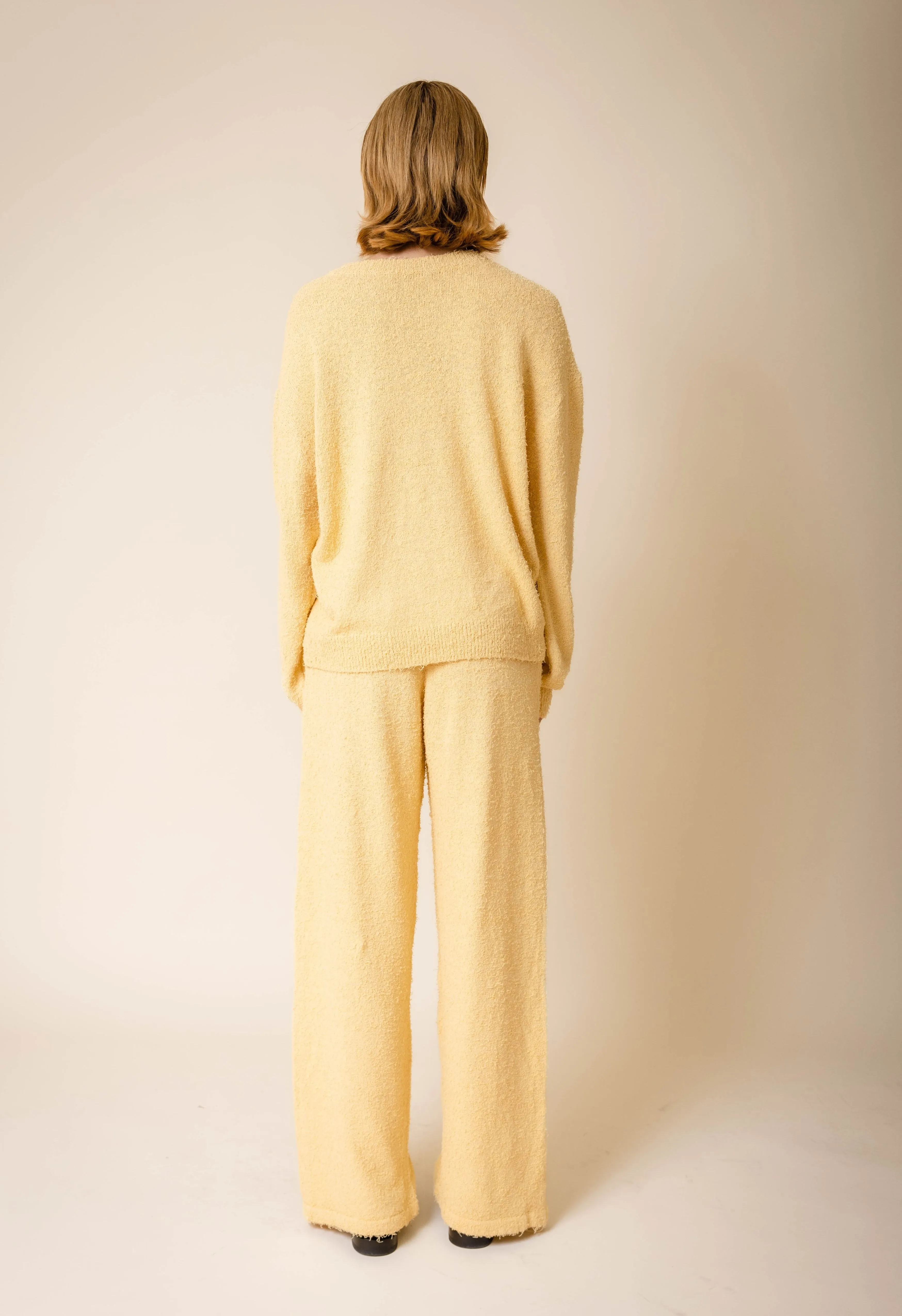 Fuzzy Drawstring Pant In Yellow