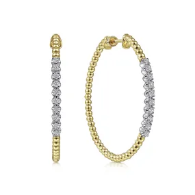 Gabriel 14K Yellow Gold 40mm Bujukan Diamond Classic Hoop Earrings