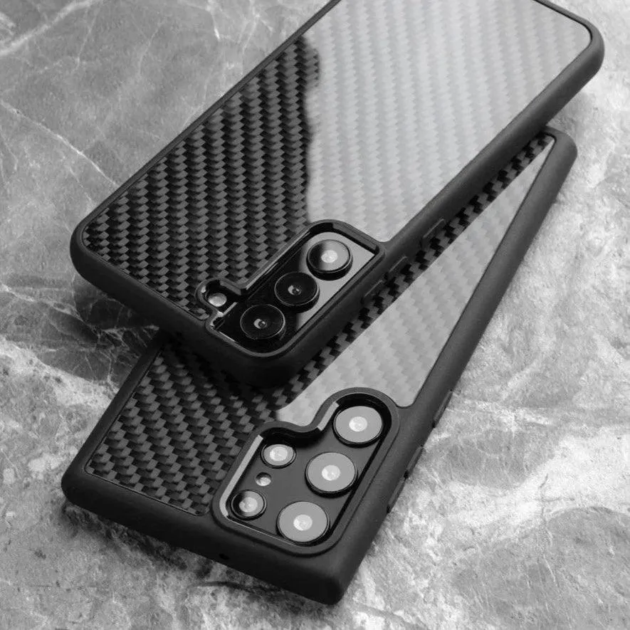 Galaxy S22 Ultra Cute Phone Case: Real Carbon Fiber, Business Cover