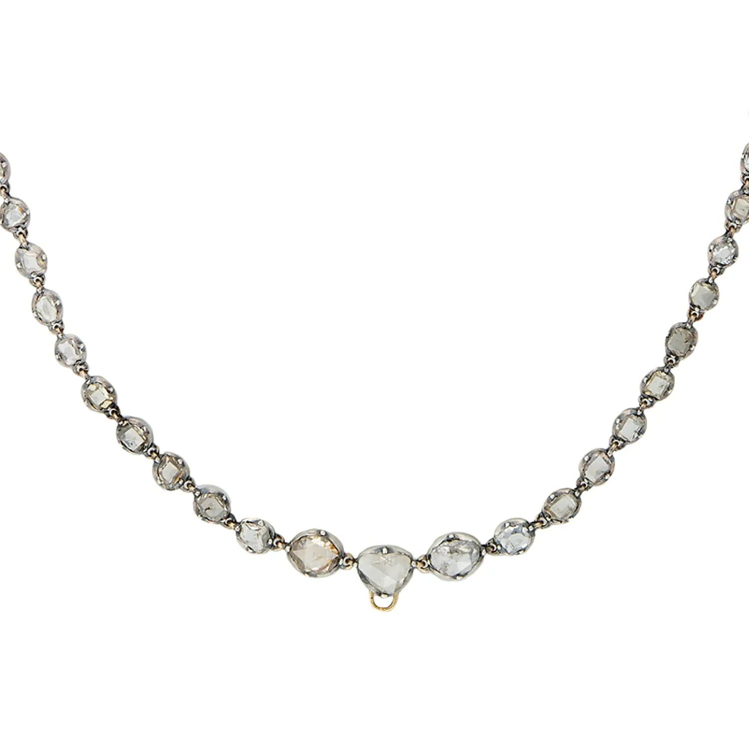 Georgian 15kt/Sterling Rose Cut   Table Cut Diamond Riviere Necklace 5ctw