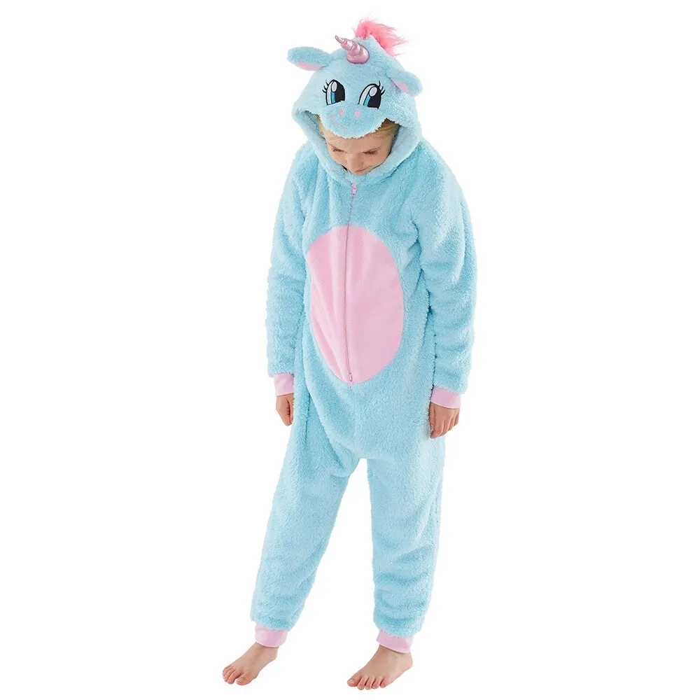 Girls Glitter Unicorn Fleece Onesie