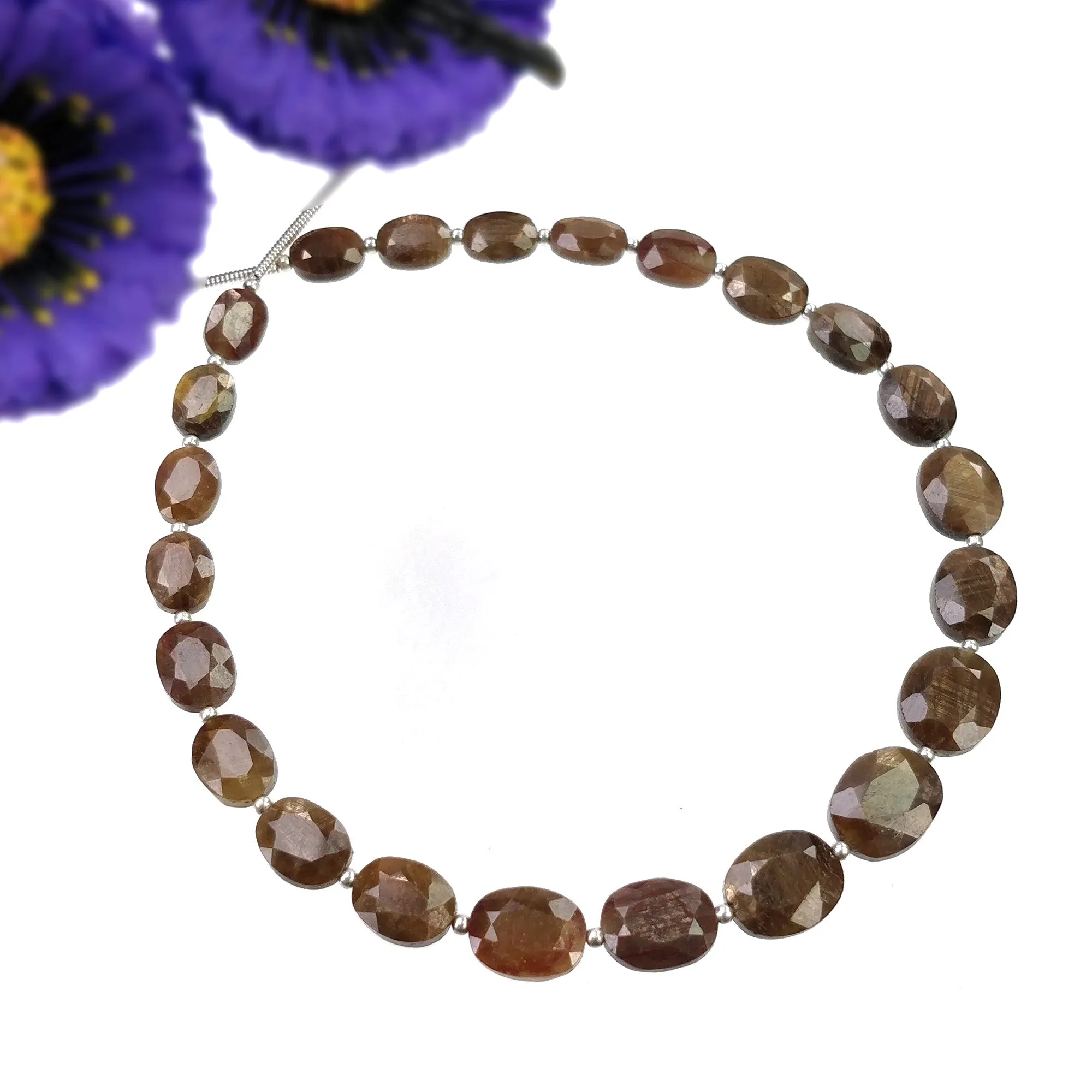 GoldenBrown CHOCOLATE Sapphire Gemstone Normal Cut Loose Beads : 56.00cts Natural Unheated Oval Faceted Beads 7*5.5mm - 10.5*8.5mm 9"