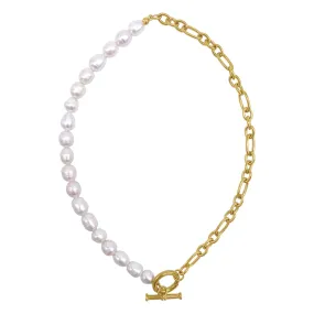 Half and Half Freshwater Pearl Chain gold