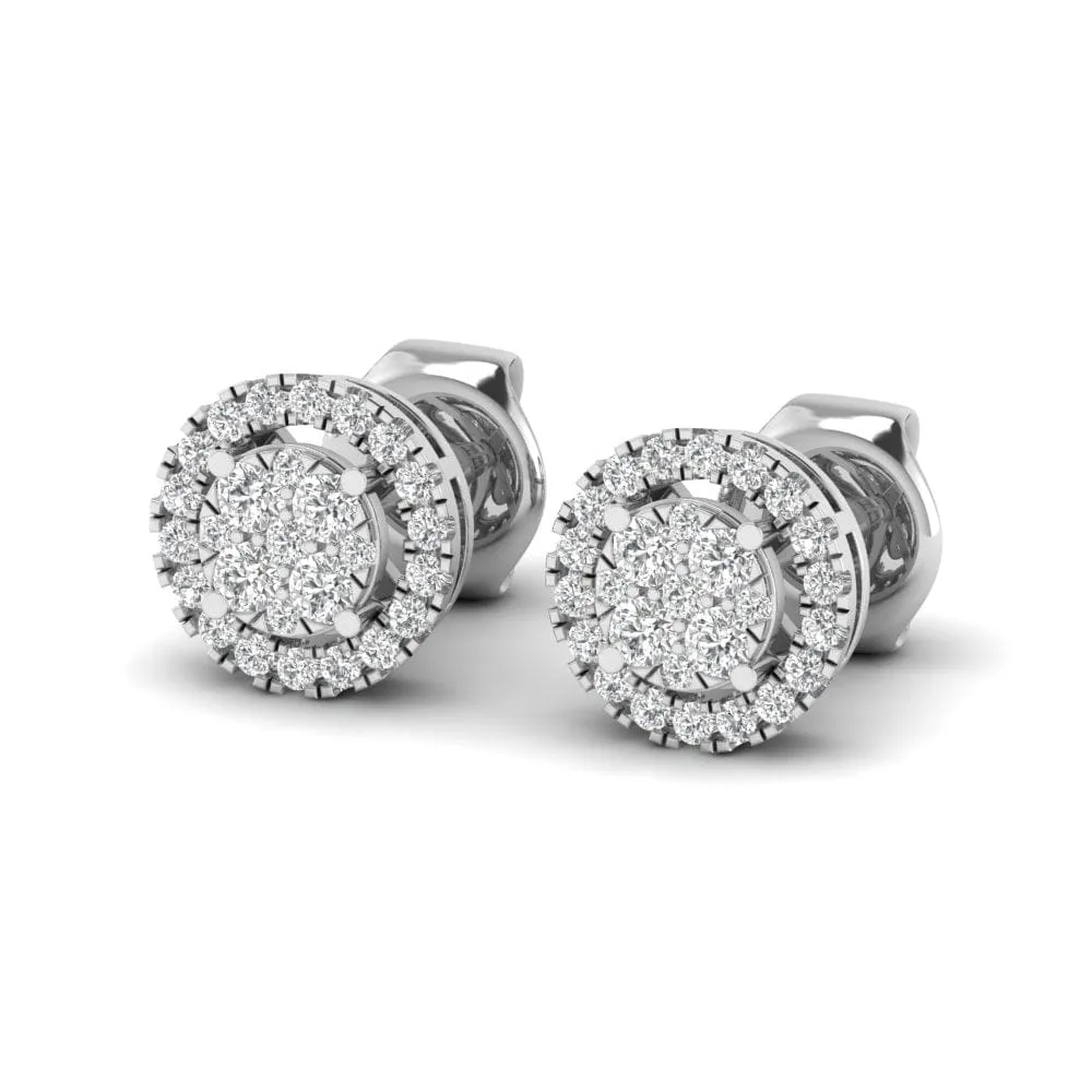 Halo Diamond Stud Earrings Lab Grown