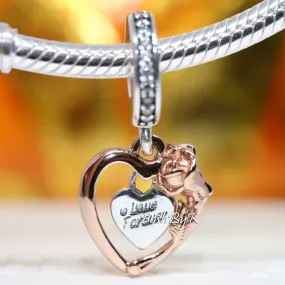 Heart & Rose Flower Dangle Charm 789290C01